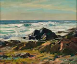 Alexander Bower, Rocks off the Coast, Oil on masonite