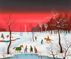 Winter Scene by Blasnovski, Acrylic on canvas, offered May 2023