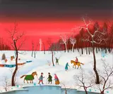 Blasnovski, Winter Scene, Acrylic on canvas