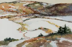 George Carpenter, Houses on Winter Hill, Watercolor on paper