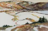 George Carpenter, Houses on Winter Hill, Watercolor on paper