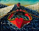 John Neville, Red Dory with Fish, 2010, Oil on canvas