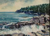 Clarence Ira Dreisbach, Surf, Acadia National Park, Maine, Oil on canvasboard