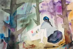 Cathedral Woods by Leo Brooks, Monhegan, Watercolor on paper, offered Apr 2023