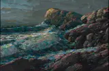Karl Schmidt, Seascape, Monhegan, Oil on masonite