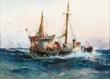 Jack L. Gray, Dragger, Watercolor on paper