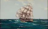 "Wind Aft" The Repulse by Montague Dawson, Watercolor on paper, offered Apr 2023