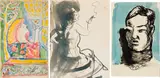 Carl Sprinchorn, Three Works: Various Portraits, 1-3] Ink and watercolor on paper