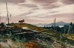 Carl Ivar Gilbert, Moose on the Hill, Oil on canvas