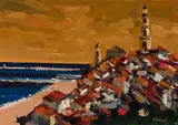 Alfred Chadbourn, "View of Menton" France, 1977, Oil on canvas