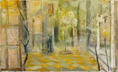 William Thon, The Cortile, Oil on panel