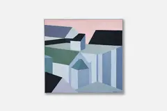 Nikki Schrager, Cityscape painting, 1981, Acrylic on canvas