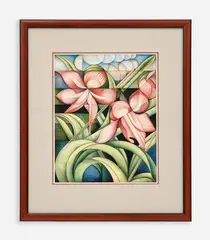 Michael Bergt, Untitled (Floral), 1982, Egg tempera on paper