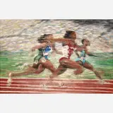 Lonnie Powell, Untitled (Sprinters), 2009, Pastel on paper