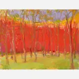 Wolf Kahn, Orange Between Winter Trees, 1992, Pastel on paper