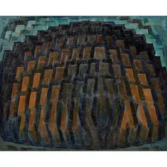 Wilbur Niewald, City, 1955, Oil on Masonite