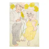 Elizabeth "Grandma" Layton, Self-Portrait with Glen Holding a Rose, 1988, Colored pencil