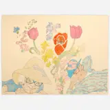 Elizabeth "Grandma" Layton, Tulips, 1991, Color lithograph