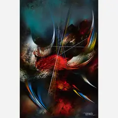 Genesis by Leonardo Nierman, 1997, Oil and acrylic on board, sold Oct 2025