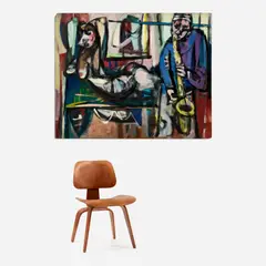 Hal Lotterman, Untitled (Abstract with Saxophonist), Oil on Masonite