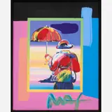 Peter Max, Umbrella Man on Blends, Mixed media on paper