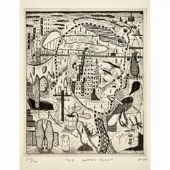 Tony Fitzpatrick, The Waterfront, 1999, Etching on paper