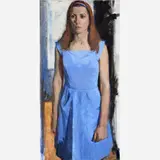 Dan Gheno, Girl in Blue Dress, Oil on canvas