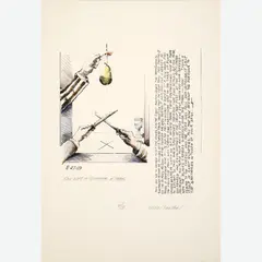 Ellen Lanyon, One Way to Quarter a Pear, 1969, Hand-colored lithograph on paper