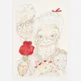 Elizabeth "Grandma" Layton, A Red, Red Rose, 1988, Color lithograph on paper