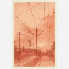 Fredric Dalkey, Overhead Lines, 1998 Conte, crayon on paper