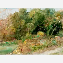 Robert Sudlow, November Garden - Dusk, 1999, Oil on paper