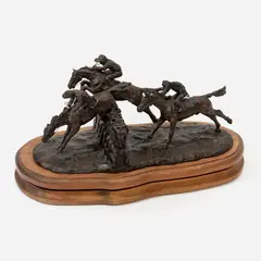 Sally McClure Jackson, Untitled (Equestrian Steeplechase), 1988, Patinated bronze