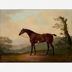 Daniel Clowes, Portrait of a chestnut field hunter, Oil on canvas