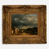 Auguste-Xavier Leprince, Untitled (Landscape with Harvesters), Oil on canvas