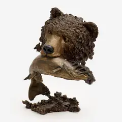 Fishing Grizzly by Mark Hopkins, 1992, Patinated bronze, sold Nov 2024
