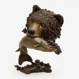 Mark Hopkins, Fishing Grizzly, 1992, Patinated bronze