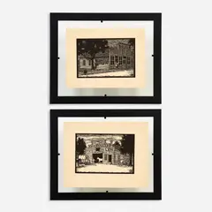 Herschel C. Logan, Old Print Shop, 1925, 4" x 6" Livery Stable, 1925, 4" x 6" Woodcuts on laid paper Each bears the name of Herschel Logan in, pencil