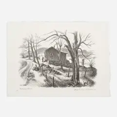 Morning Chores by Charles Banks Wilson, 1983, Lithograph on paper, sold Nov 2024