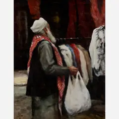 Olaf Palm, Market Man, Oil on board