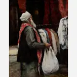 Olaf Palm, Market Man, Oil on board