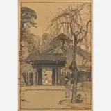 Hiroshi Yoshida, Plum Gateway, 1935 Color woodblock on paper 14 3/4" x 10, Pencil