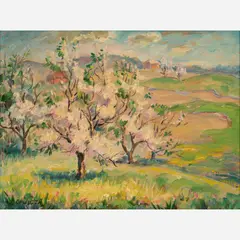 Francesco Spicuzza, Trees in Bloom, Oil on board