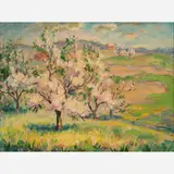 Francesco Spicuzza, Trees in Bloom, Oil on board