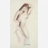Israel Abramofsky, Untitled (Bather), 1925, Charcoal and pastel on paper