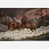 Alfred Worthington, Fighting Stags, circa late 19th century, Oil on paper