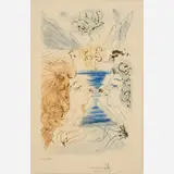 Let him kiss me with the kisses of his mouth: for thy love is better than wine [from Song of Songs] by Salvador Dalí, 1971, Color etching, sold Aug 2024