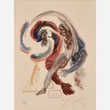 Salvador Dalí, Divine Comedy: Purgatorio Canto 18 (The Slothful), 1963, Color wood engraving on paper