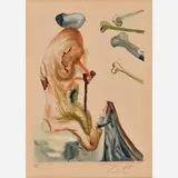 Salvador Dalí, Divine Comedy: Inferno Canto 18 (The Flatterer), 1960, Color wood engraving on paper