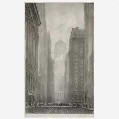 Miles Sater, LaSalle Street Canyon, circa 1930s, Lithograph on paper