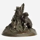 Pierre-Jules Mêne, Chien Gardant du Gibier (Dog Guarding Game), 1850, Patinated bronze